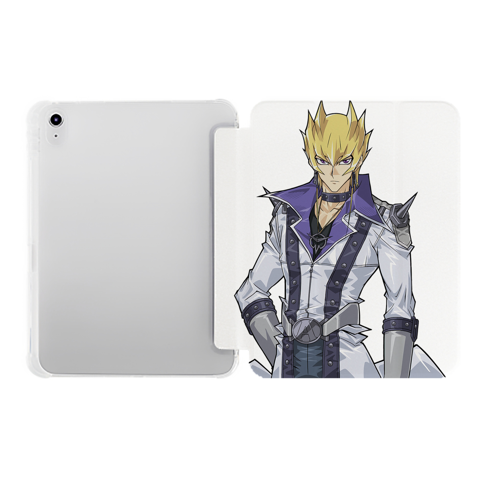 （画像用） 遊☆戯☆王 Yu-Gi-Oh! IPad ケース ペン収納付き 三つ折りスタンド PUレザー×シリコン 対応機種9.5/10.5/10.9インチ